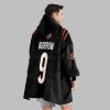 2025 Burrow 9 Captain Bengals Football Blanket Hoodie 5