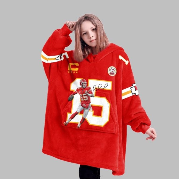 2025 Captain Mahomes 15 KC Chiefs Blanket Hoodie 2