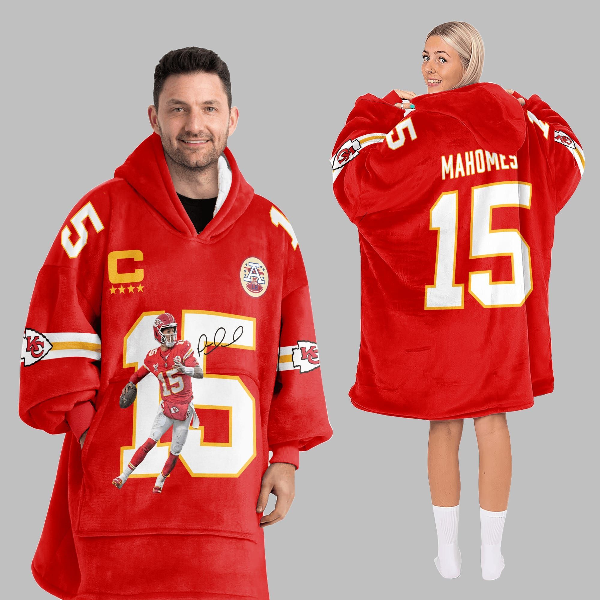 2025 Captain Mahomes 15 KC Chiefs Blanket Hoodie 5 2025 Captain Mahomes 15 KC Chiefs Blanket Hoodie 5