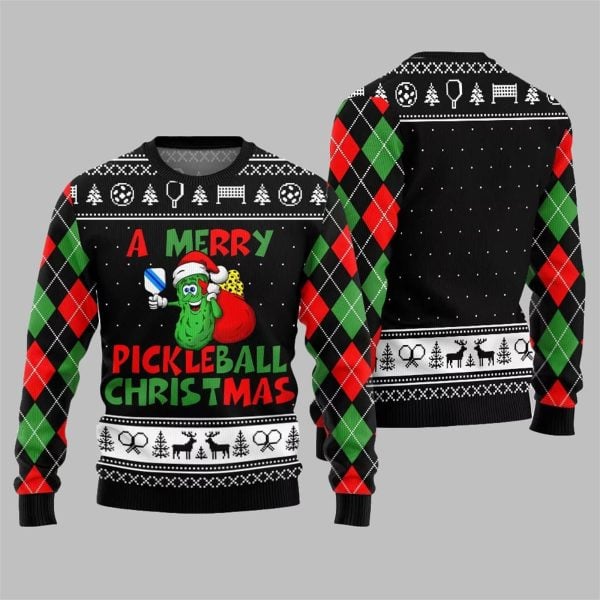 2025 Christmas A Merry Pickleball Christmas Ugly Sweater 2