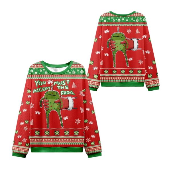 2025 Christmas Accept Japanese Frog Ugly Sweater 1 2