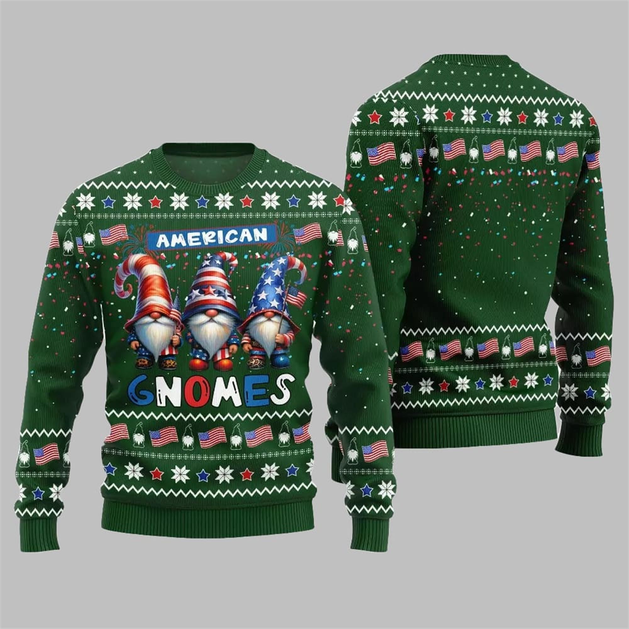 2025 Christmas American Gnomes Ugly Sweater 2025 Christmas American Gnomes Ugly Sweater