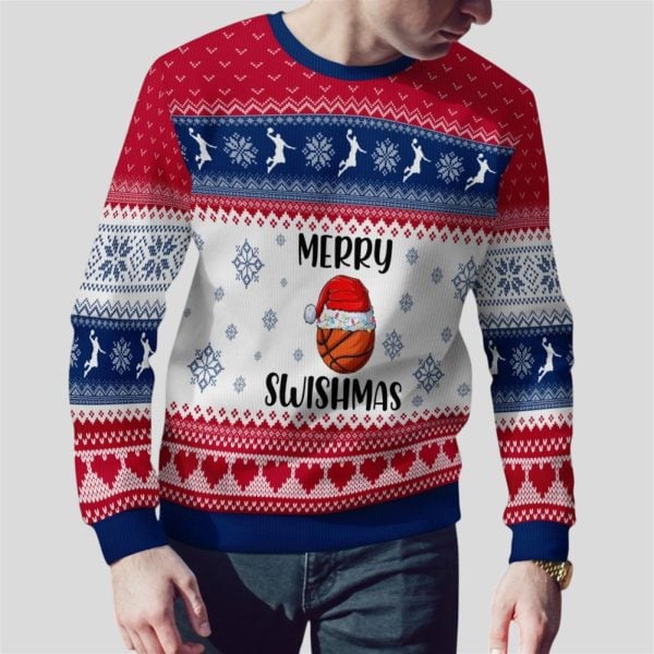 2025 Christmas Basketball Merry Swishmas Ugly Sweater 2
