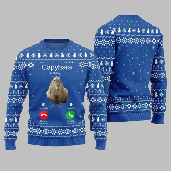 2025 Christmas Calling Capybara Ugly Sweater 5