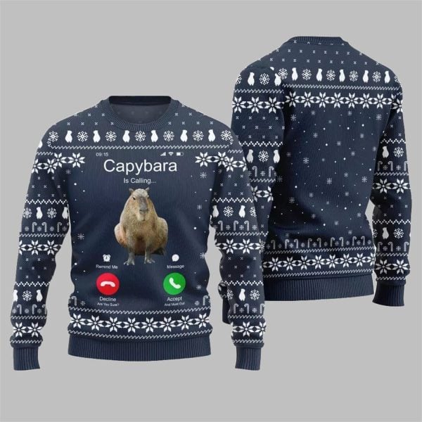 2025 Christmas Calling Capybara Ugly Sweater 6