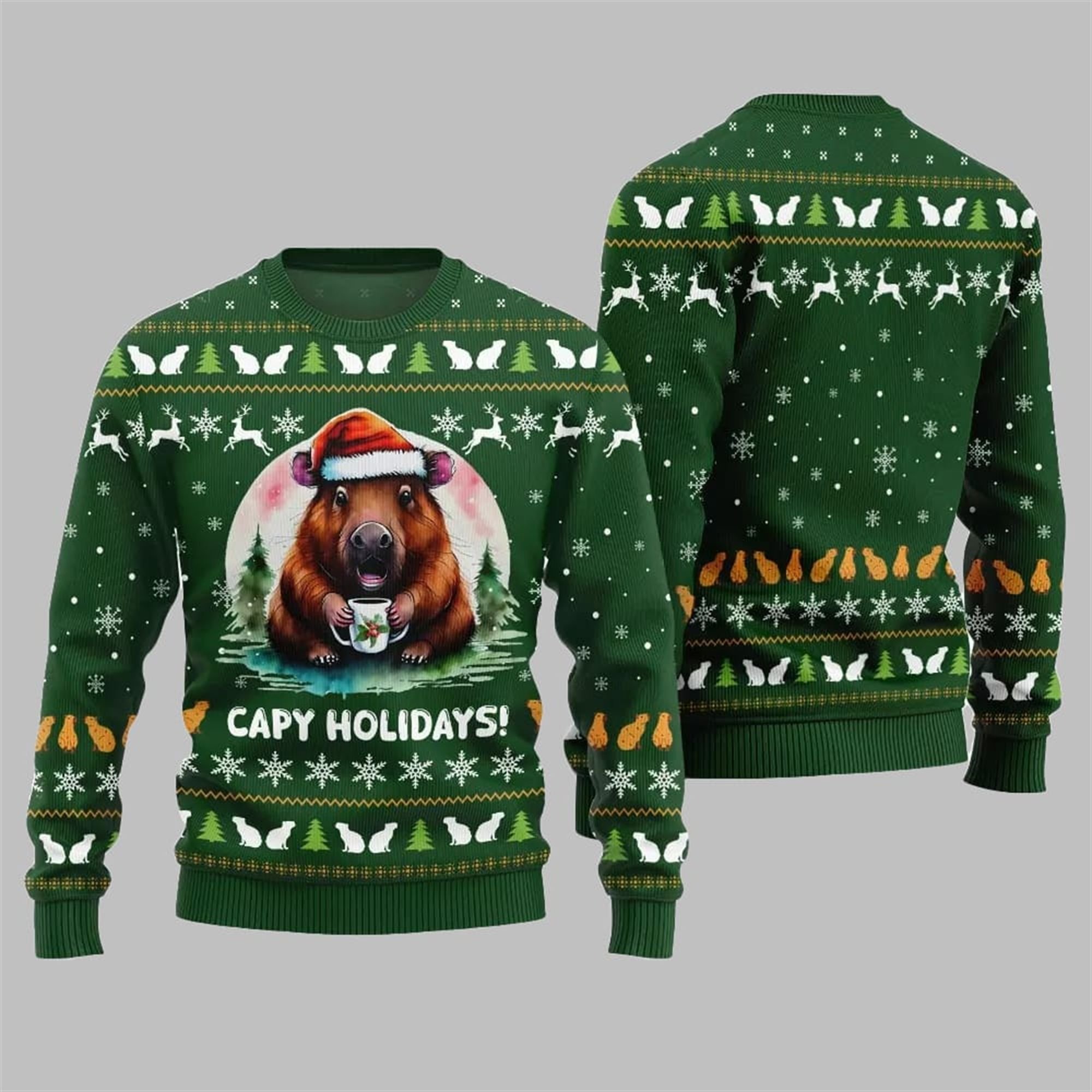 2025 Christmas Capy Holidays Ugly Sweater 2025 Christmas Capy Holidays Ugly Sweater