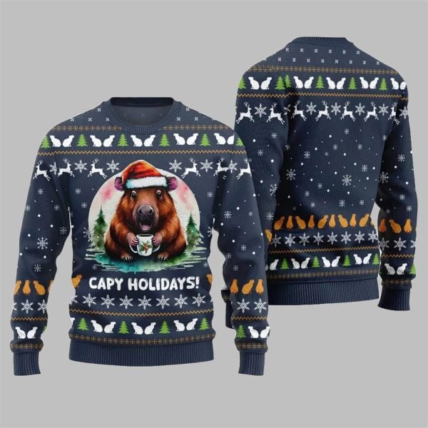 2025 Christmas Capy Holidays Ugly Christmas Sweater 2