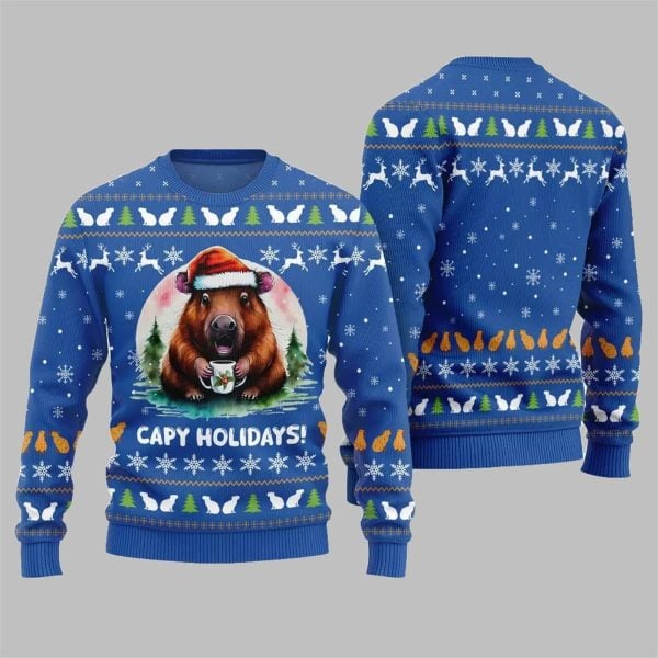 2025 Christmas Capy Holidays Ugly Christmas Sweater 3