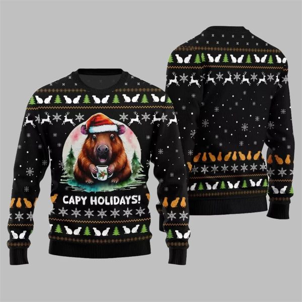 2025 Christmas Capy Holidays Ugly Christmas Sweater 4