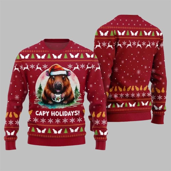 2025 Christmas Capy Holidays Ugly Christmas Sweater 5