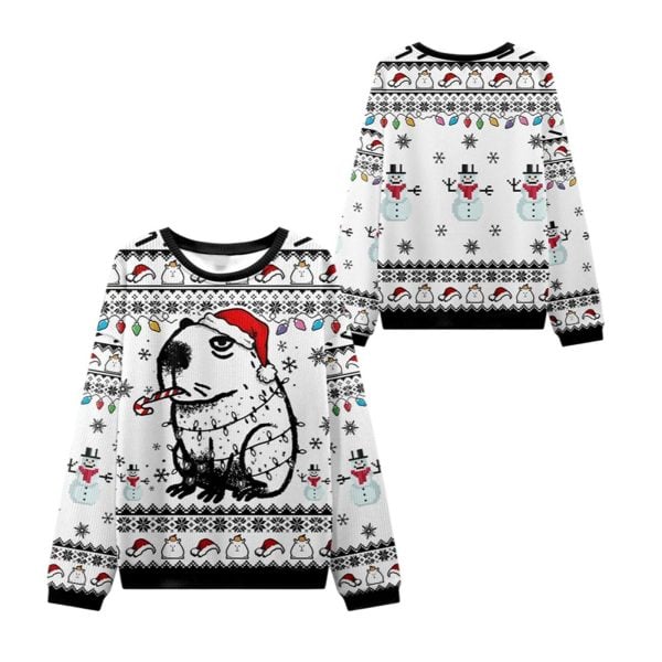 2025 Christmas Capybara Smoking Ugly Christmas Sweater 1 2
