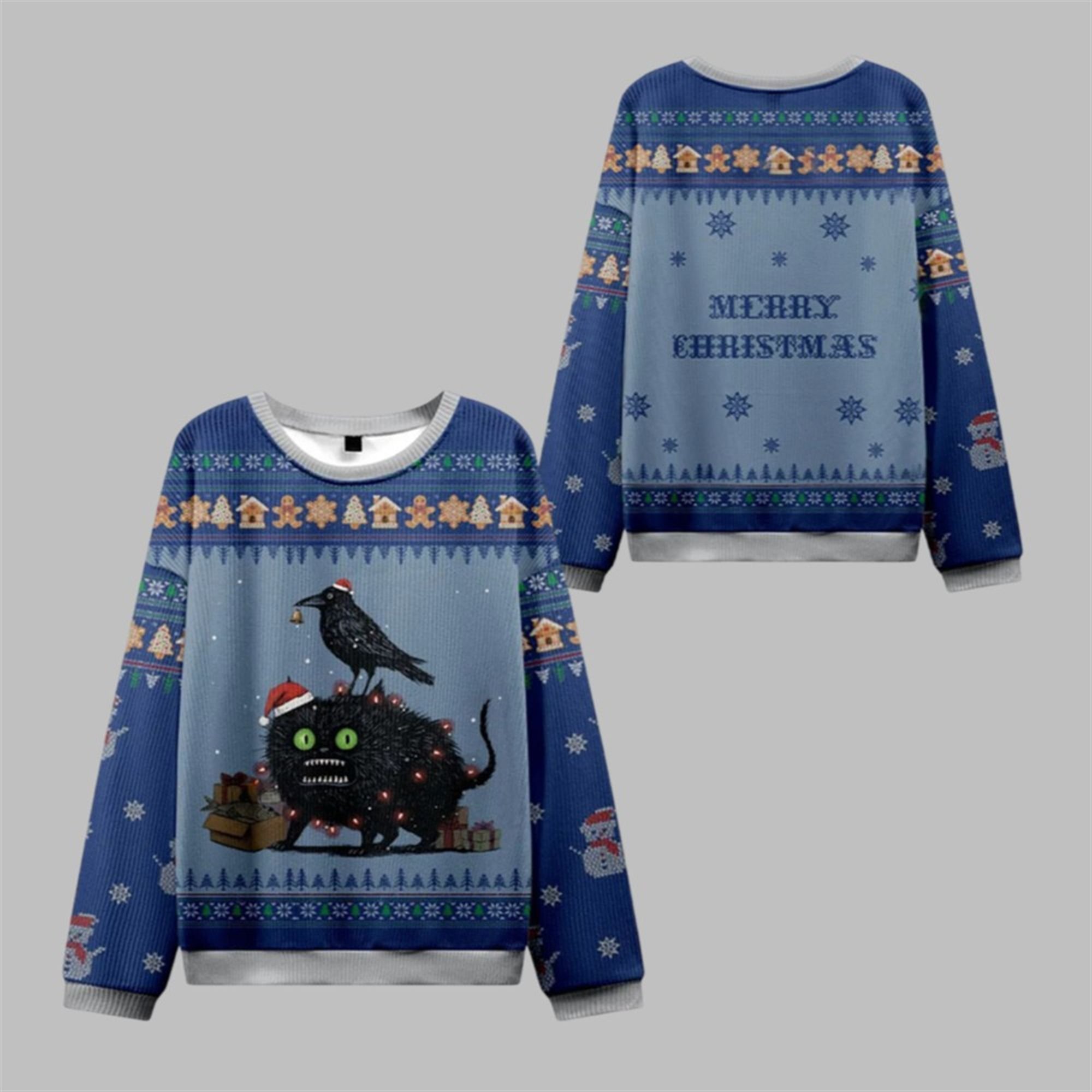 2025 Christmas Cat Crow Unite Ugly Sweater 1 1 2025 Christmas Cat Crow Unite Ugly Sweater 1 1
