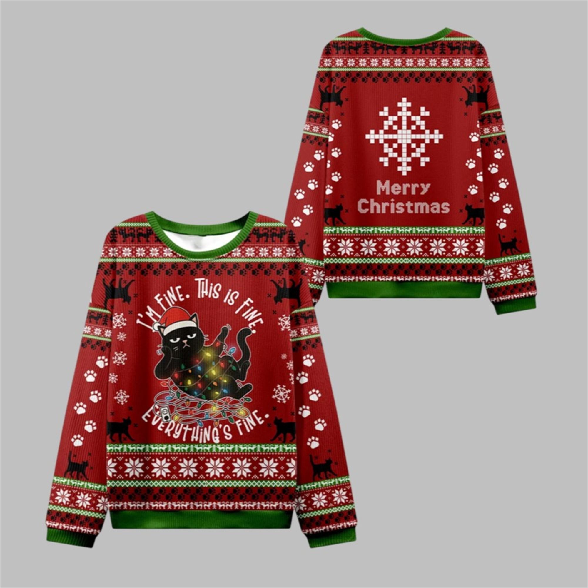 2025 Christmas Cat Everything Is Fine Ugly Sweater 1 1 2025 Christmas Cat Everything Is Fine Ugly Sweater 1 1