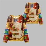 2025 Christmas Cat Holding Gift Ugly Sweater