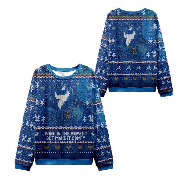 2025 Christmas Cat Living The Present Ugly Sweater 1 2