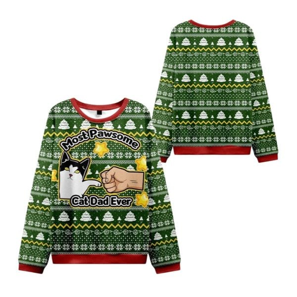 2025 Christmas Cat Mom And Dad Ugly Sweater 1 2