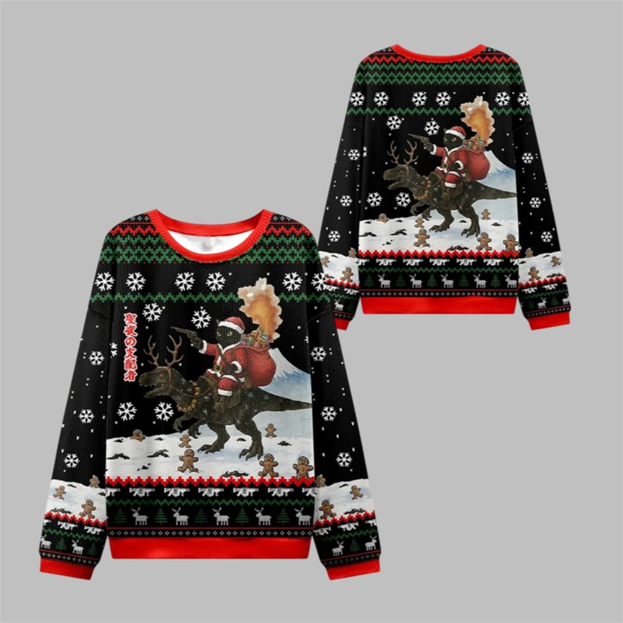 2025 Christmas Cat Riding A Dinosaur Ugly Sweater 1 1 2025 Christmas Cat Riding A Dinosaur Ugly Sweater 1 1
