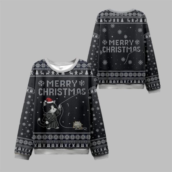 2025 Christmas Cat String Pull Ugly Sweater 1 1