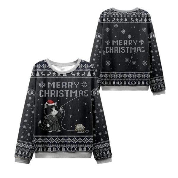 2025 Christmas Cat String Pull Ugly Sweater 1 2