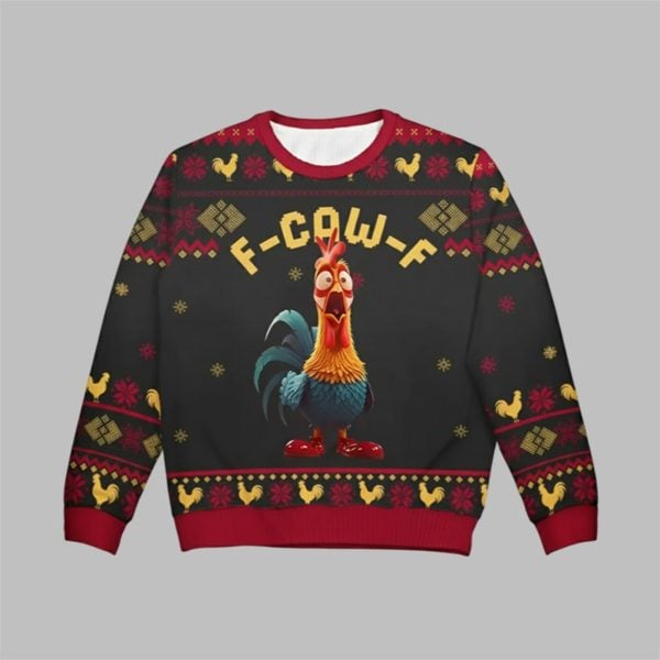 2025 Christmas Chicken F Caw F Ugly Christmas Sweater 1 1