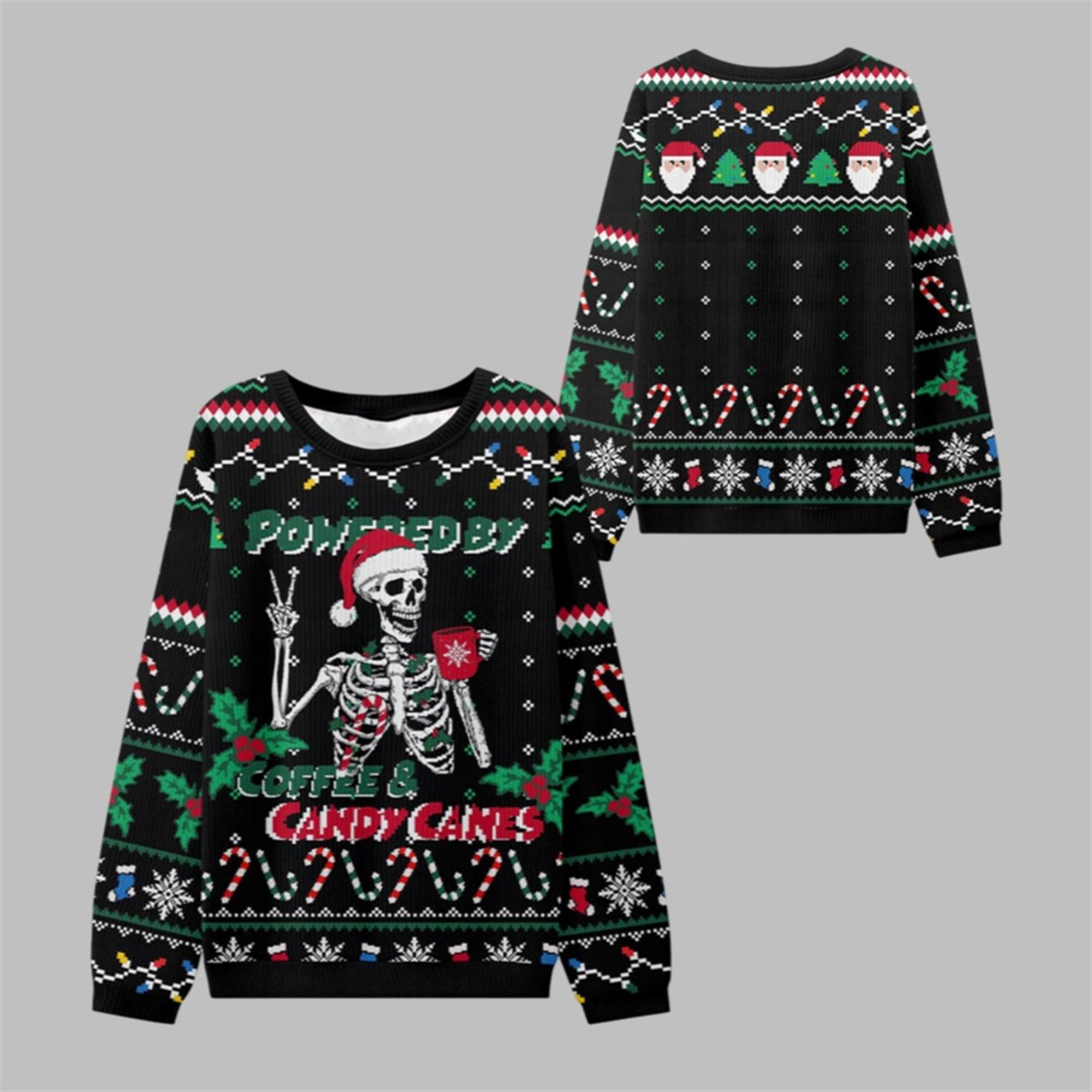 2025 Christmas Coffee & Candy Canes Ugly Sweater 2025 Christmas Coffee & Candy Canes Ugly Sweater
