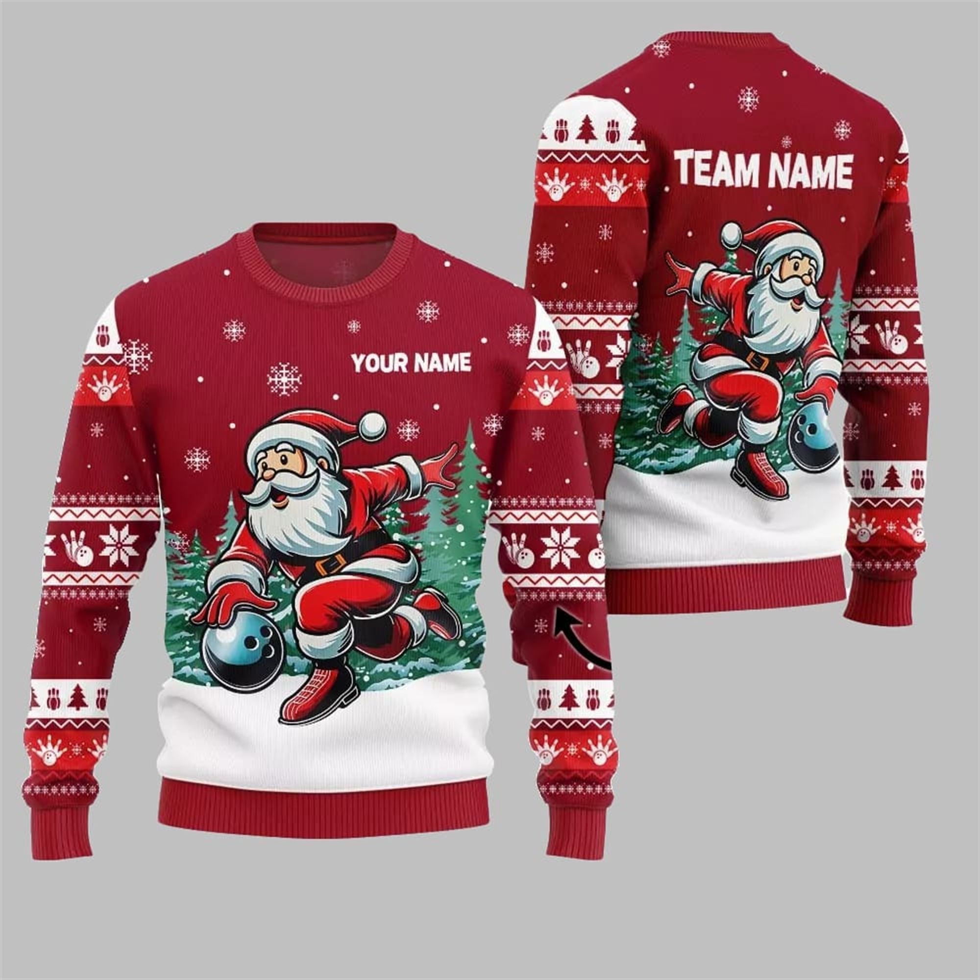 2025 Christmas Santa Bowling Ugly Sweater 2025 Christmas Santa Bowling Ugly Sweater