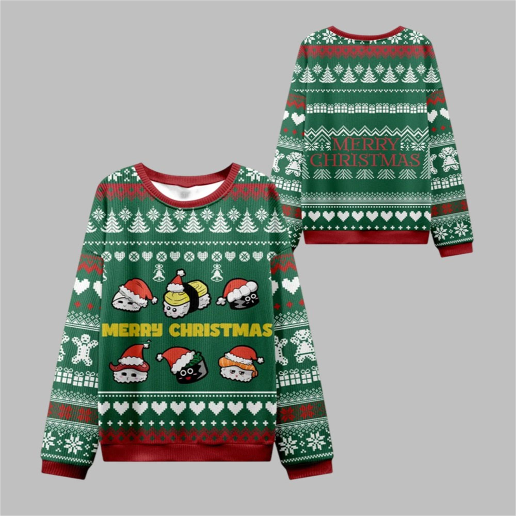 2025 Christmas Cute Sushi Cat Ugly Sweater 2025 Christmas Cute Sushi Cat Ugly Sweater