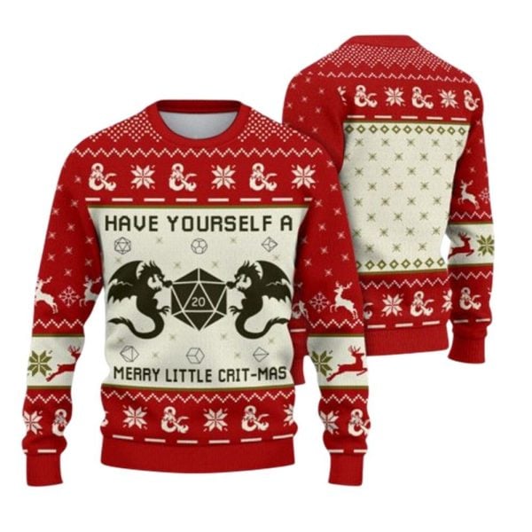 2025 Christmas DND Have Yourself A Merry Little Crit Mas Ugly Sweater 1 2