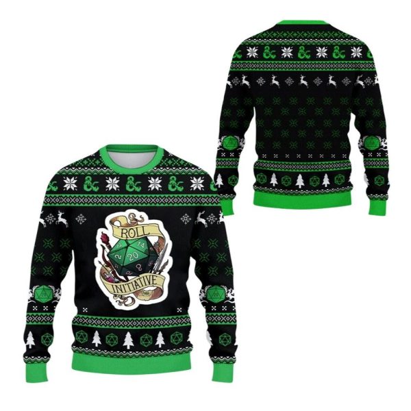 2025 Christmas DND Roll Initiative Ugly Sweater 1 2