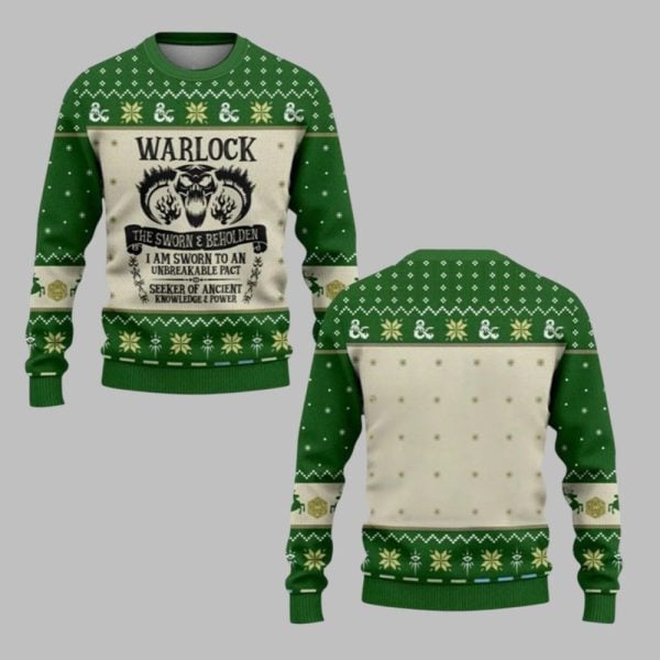 2025 Christmas DND Warlock The Sworn Beholden Ugly Sweater 1 1