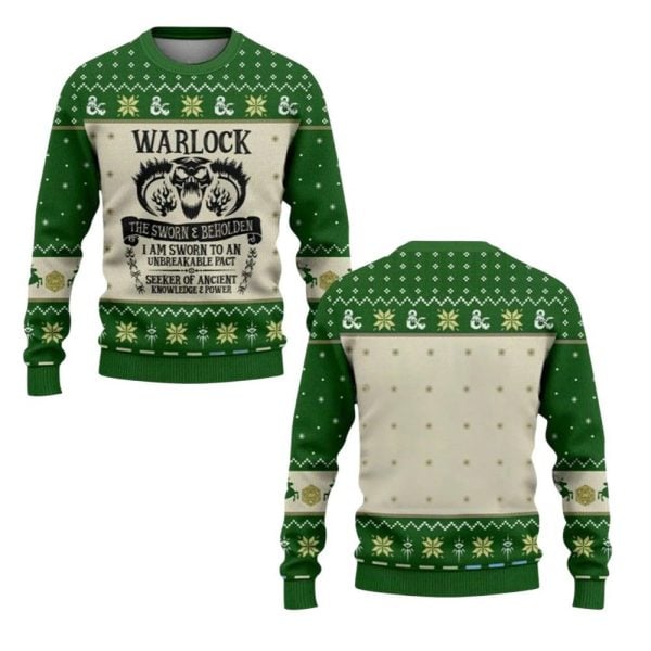 2025 Christmas DND Warlock The Sworn Beholden Ugly Sweater 1 2