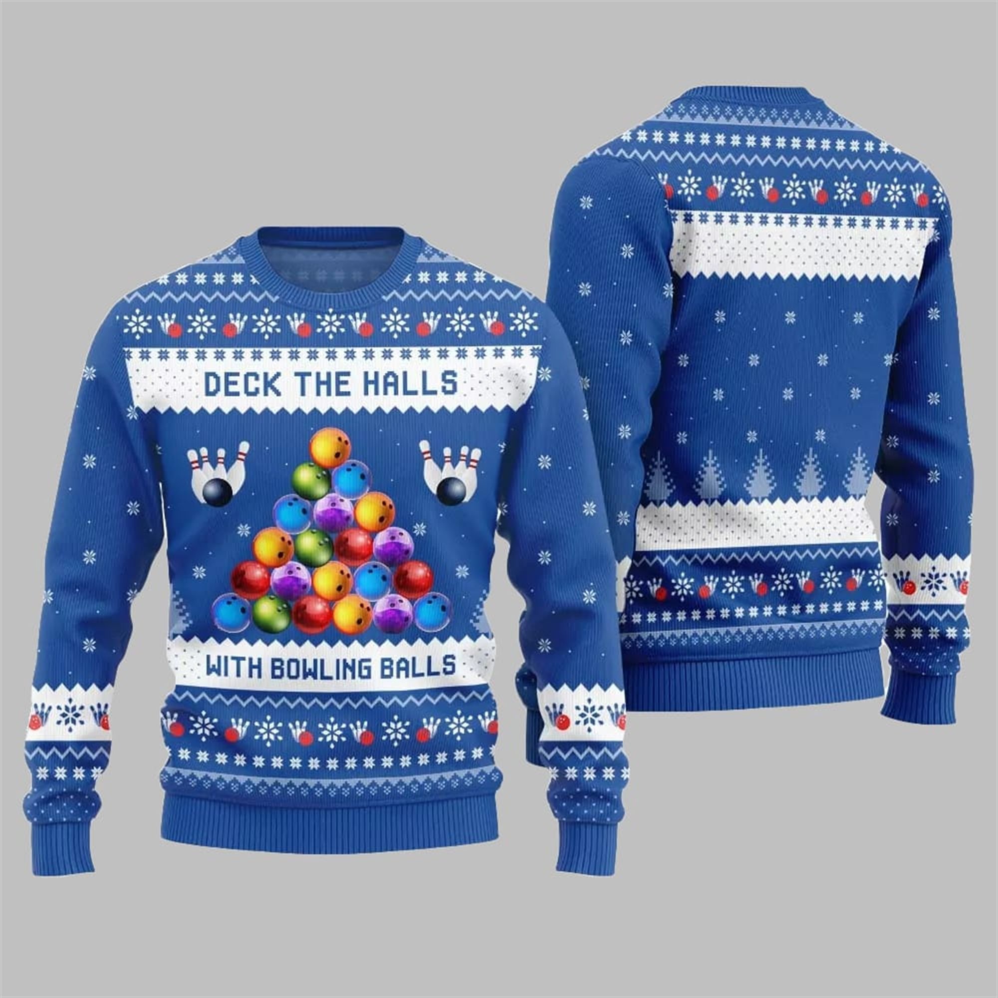 2025 Christmas Deck The Halls Bowling Ugly Sweater 2025 Christmas Deck The Halls Bowling Ugly Sweater