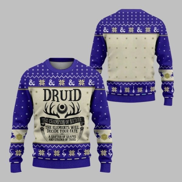 2025 Christmas DnD Druid The Champion Of Nature Ugly Sweater 1 1