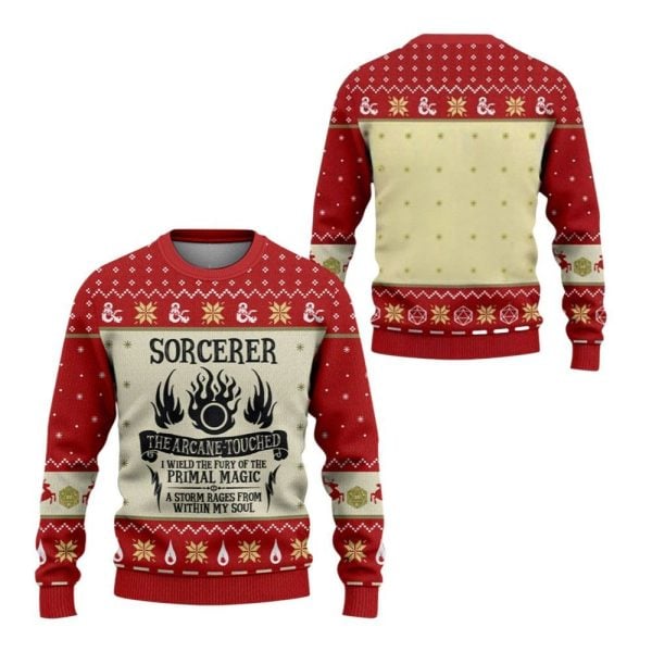 2025 Christmas DnD Sorcerer The Arcane Touched Ugly Sweater 1 2