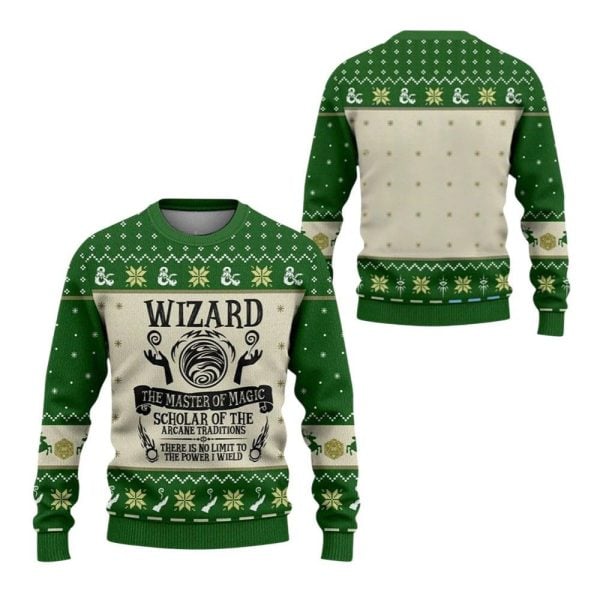 2025 Christmas DnD Wizard The Master Of Magic Ugly Sweater 1 2