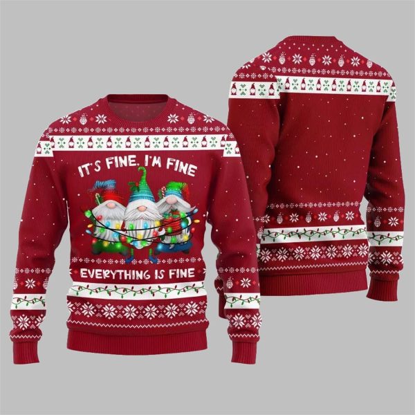 2025 Christmas Everything Is Fine Gnome Ugly Sweater 2