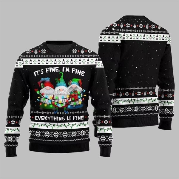 2025 Christmas Everything Is Fine Gnome Ugly Sweater 3