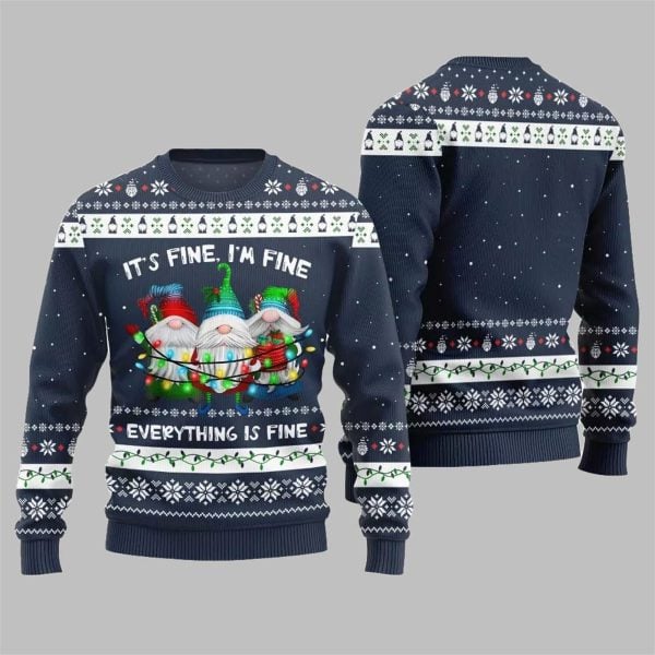 2025 Christmas Everything Is Fine Gnome Ugly Sweater 4