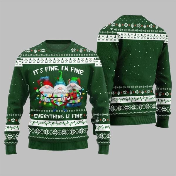 2025 Christmas Everything Is Fine Gnome Ugly Sweater 5