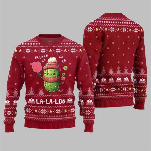 2025 Christmas Fa La La La Lob Pickleball Ugly Xmas Sweater 4
