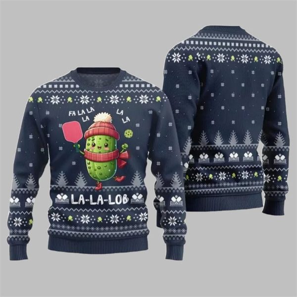 2025 Christmas Fa La La La Lob Pickleball Ugly Xmas Sweater 5