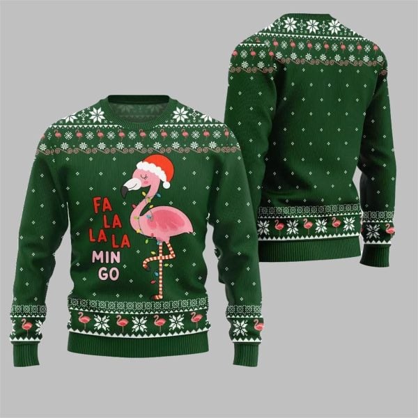 2025 Christmas Fa La La La Mingo Flamingo Christmas Sweater 2