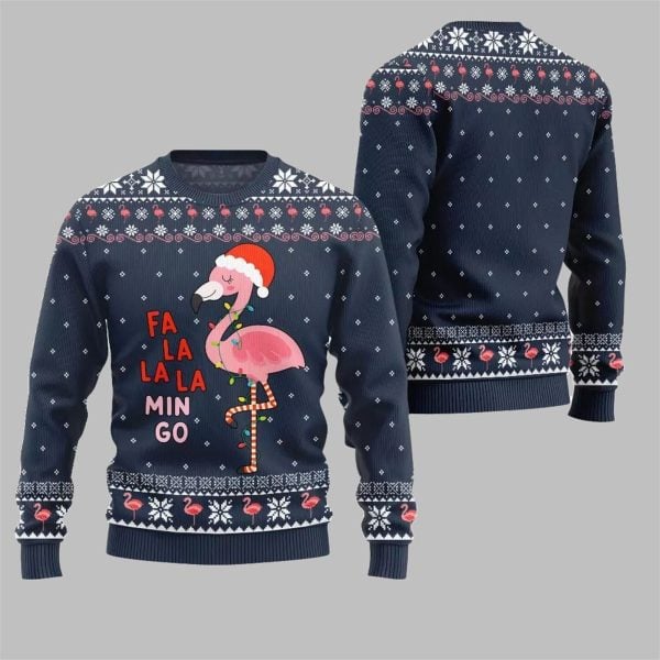 2025 Christmas Fa La La La Mingo Flamingo Christmas Sweater 3