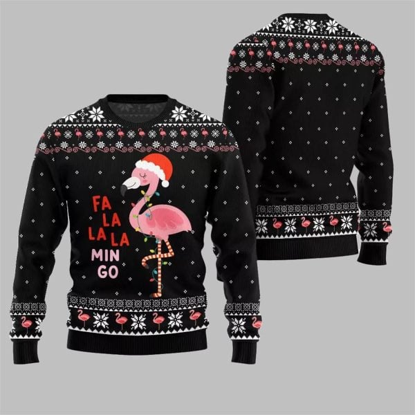 2025 Christmas Fa La La La Mingo Flamingo Christmas Sweater 4