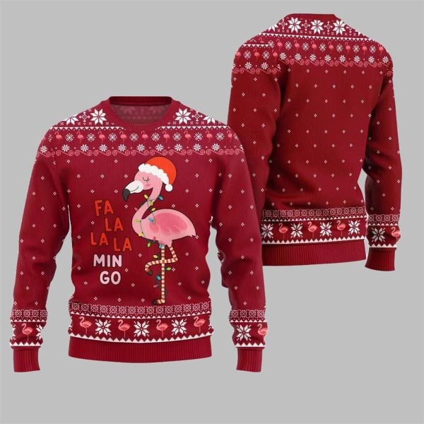 2025 Christmas Fa La La La Mingo Flamingo Christmas Sweater 5