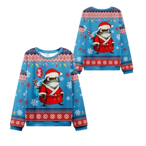2025 Christmas Frog Brings Gifts Ugly Sweater 1 2