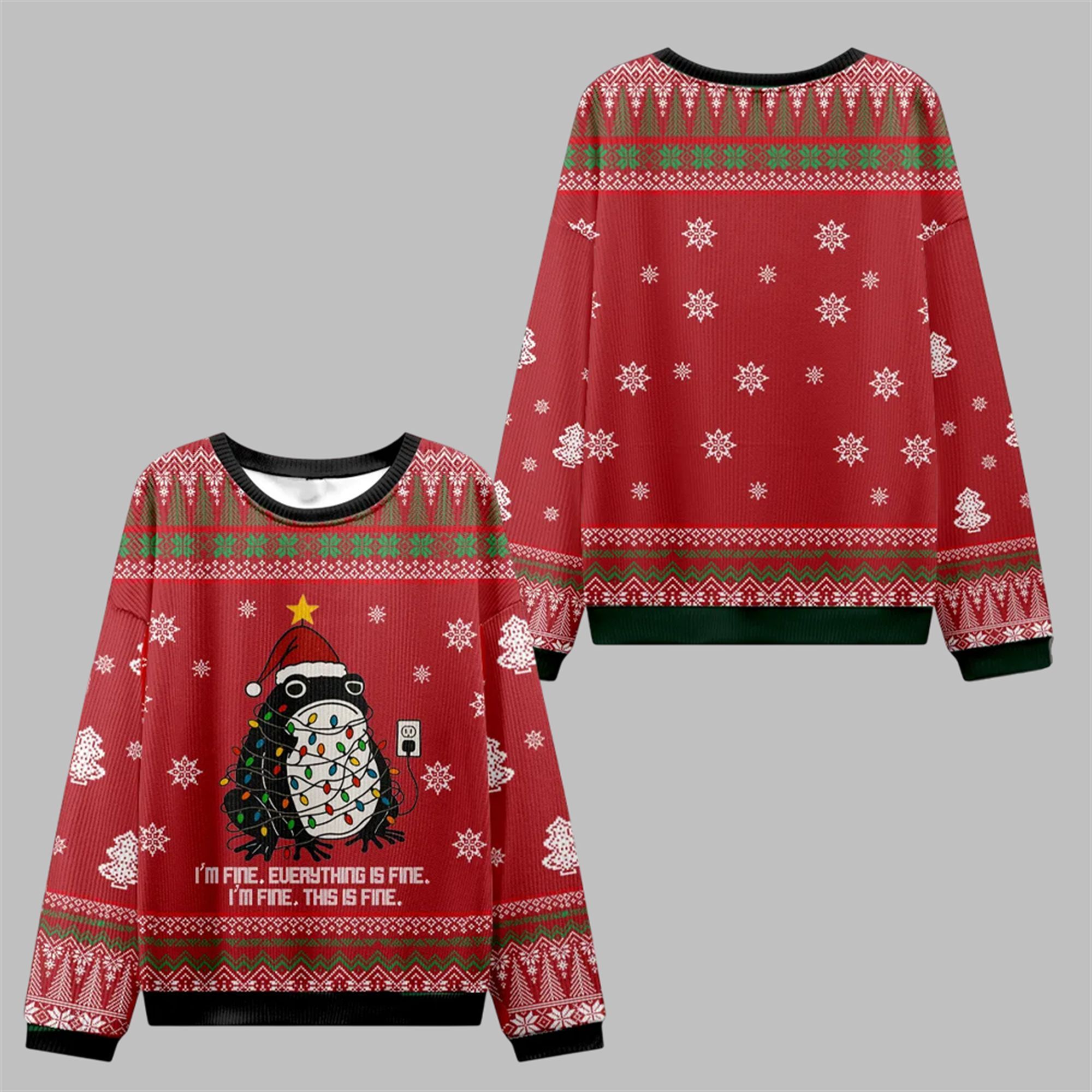 2025 Christmas Frog Everything Is Fine Ugly Sweater 0 2025 Christmas Frog Everything Is Fine Ugly Sweater 0