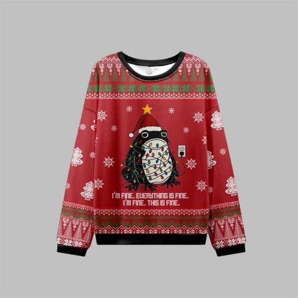 2025 Christmas Frog Everything Is Fine Ugly Sweater 1