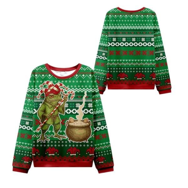 2025 Christmas Frog Making Soup Ugly Christmas Sweater 1 2