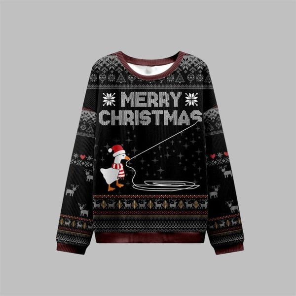 2025 Christmas Goose Pulling Out Its Wool Ugly Sweater 1